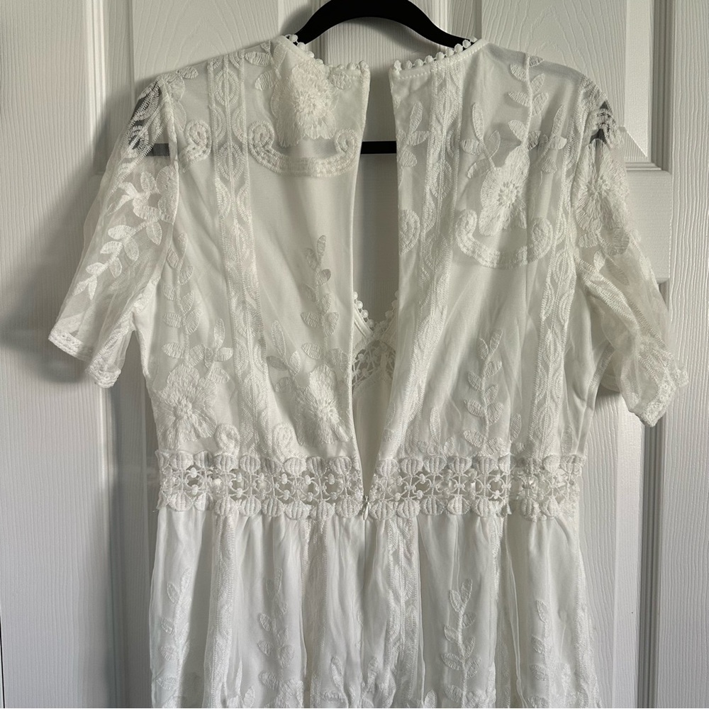 Fairsweety V-Neck Lace Maxi Wedding Dress - Size Large - Picture 12 of 12